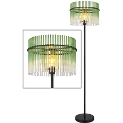Stehlampe Stehleuchte Deckenfluter Wohnzimmerlampe grün schwarz Glasstäbe, Metall, 1x E27, DxH 38 x 152 cm