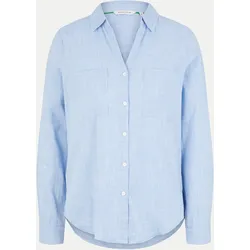 Bluse mit Brusttaschen Blau 46