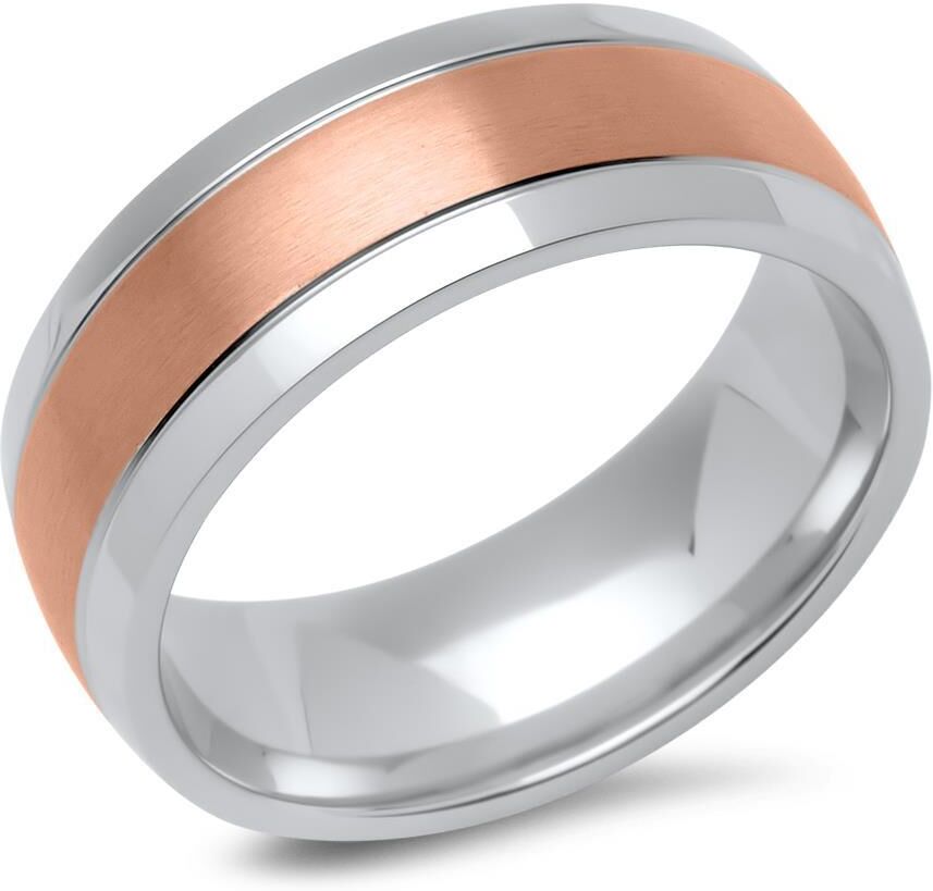 Unique Edelstahl-Herrenring teilvergoldet rosé silber-rosé