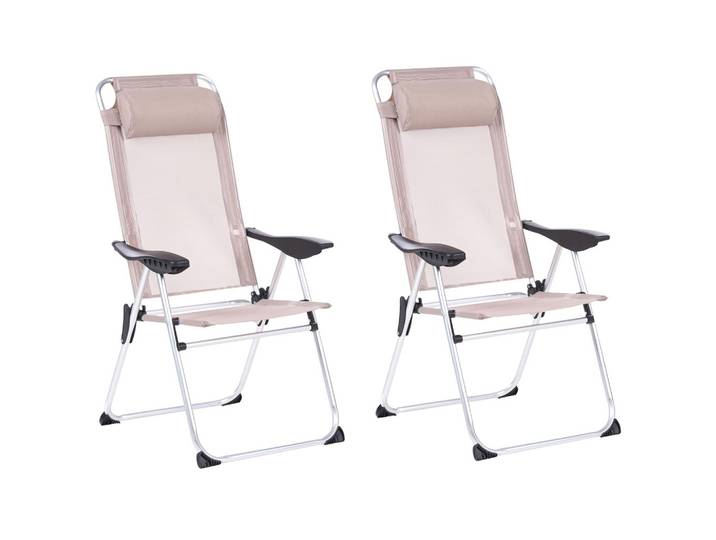 GARTENSTUHL 2er-Set klappbar Metall Beige Asine