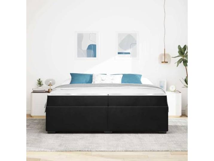 KTHLBRH Doppelbett Samt schwarz 200 x 200 cm mit Matratze Rechteckiges Design, weißer und schwarzer Kontrast, eleganter Stil, weicher Stoff