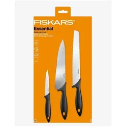 Fiskars 1065583 Essential Messer -Startkit, 3-tlg, Küchenmesser, Schwarz