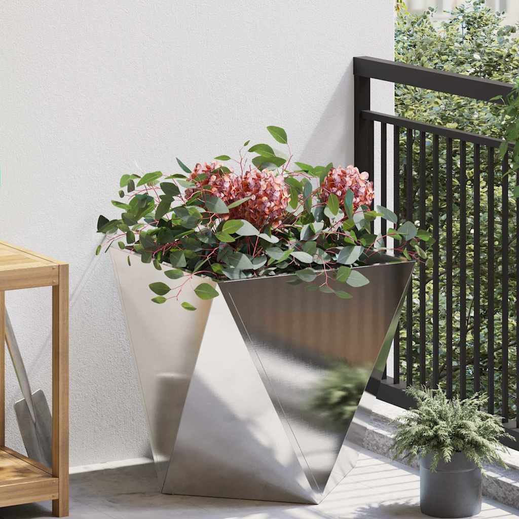 17 Stories Planter Box Silver 50cm H x 50cm W x 50cm D