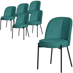 ML-Design Esszimmerstuhl 6er Set Petrol, gepolsterte Stühle mit Metallbeinen, ergonomisch für Esszimmer