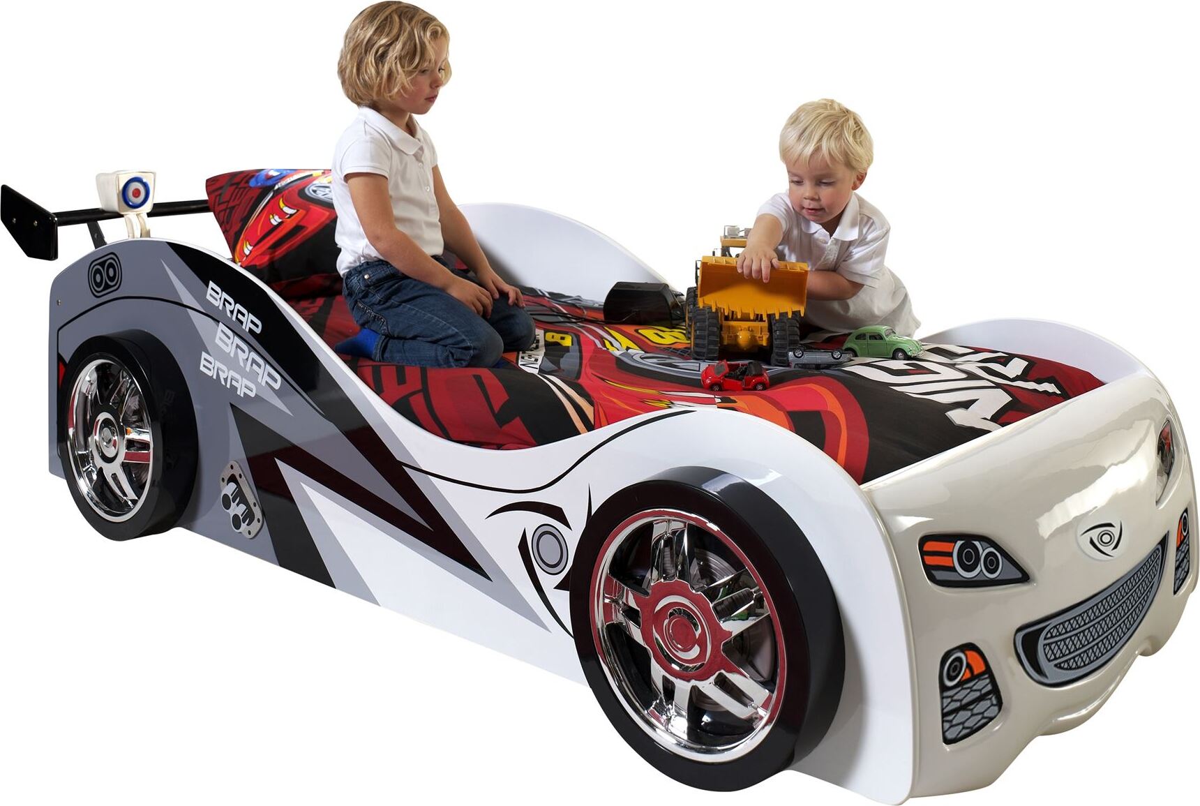 Autobett Kaliya 240x111x65 Kinderbett Spielbett MDF Weiß