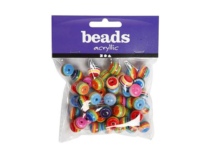 Creative Company Multi-Streifen-Mix Resinperlen ⌀ 1.2 cm 55 Stück