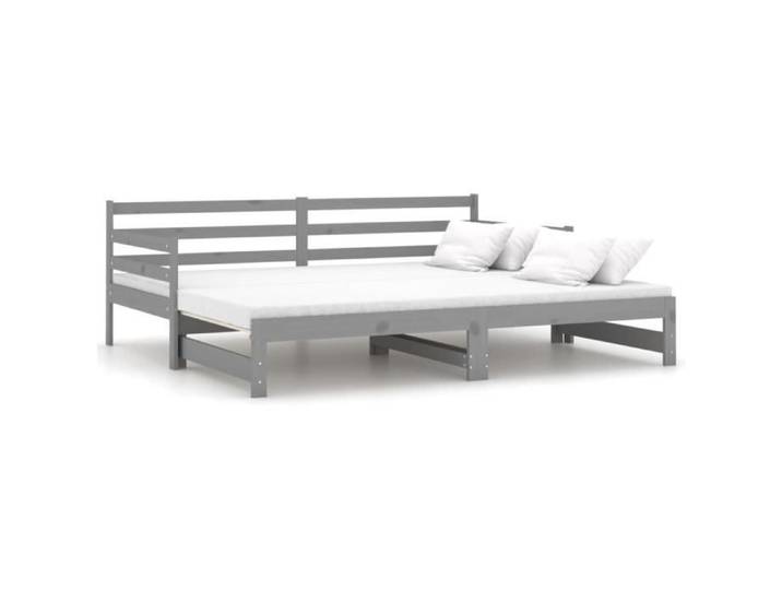 Lit coulissant - KEENSO - AB806957 - Bois massif - 2 places - Gris - 90x200 cm