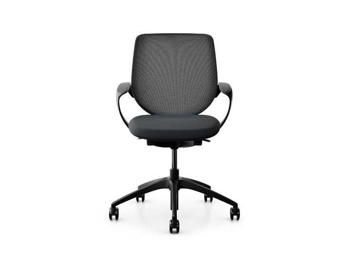 Bürostuhl Giroflex 313 mit Netz-Rückenlehne, mit Fixarmlehnen Schwarz/Schwarz, Neu