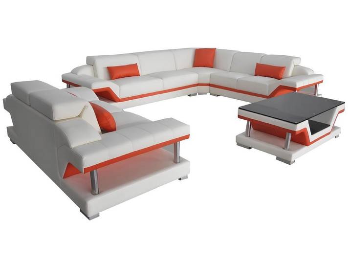 Xlmoebel Ecksofa Elegante Ledersofa-Wohnlandschaft mit komfortabler Polsterung, Ecksofa, Hergestellt in Europa