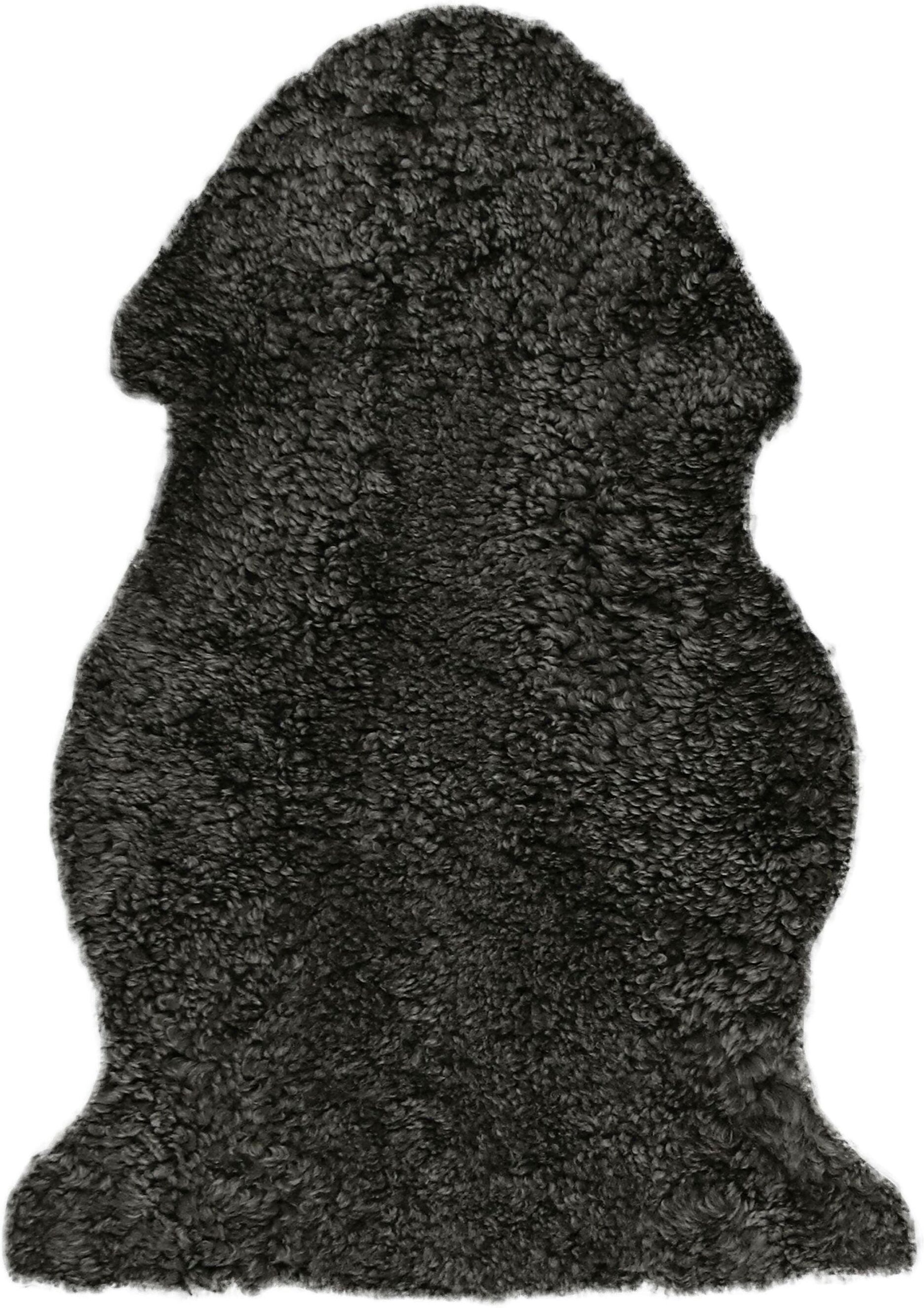 Fellteppich HEITMANN FELLE "Lammfell Curly", schwarz (anthrazit, helle spitzen), B:60cm H:25mm L:100cm, Lammfell, Teppiche, Fellteppich, echtes Lammfell mit natürlicher Lockung, geschoren, weich & kuschelig anthrazit, helle spitzen B : 60cm 1 Stk., 25mm, 