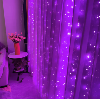 Inspire Curations USB Hanging Fairy Lights With Remote Control purple 4mx3m 450led