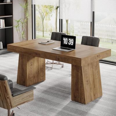 BLUEBELL 55 Inch Modern Executive Desk, Large Home Office Computer Writing Desk with Sturdy Pedestal (MDF)