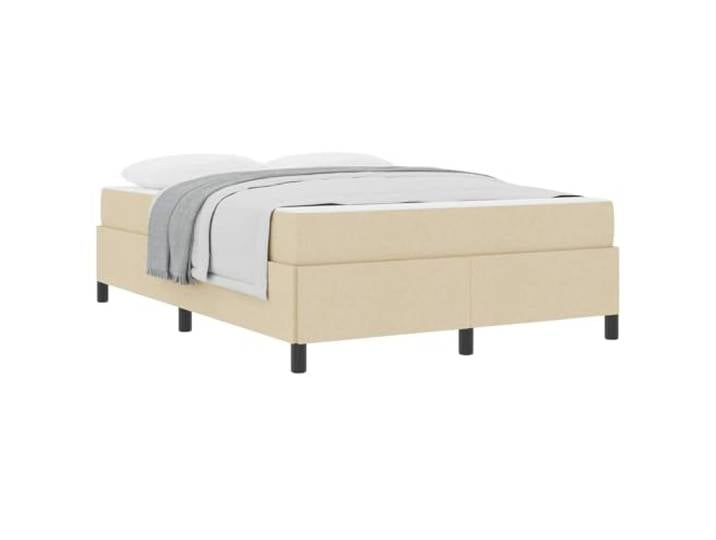 PUGYNBK Boxspringbett, cremefarben, 140 x 200 cm, Stoff Fester Lattenrost, Taschenfederkern, Schaumfüllung, Spanplatte