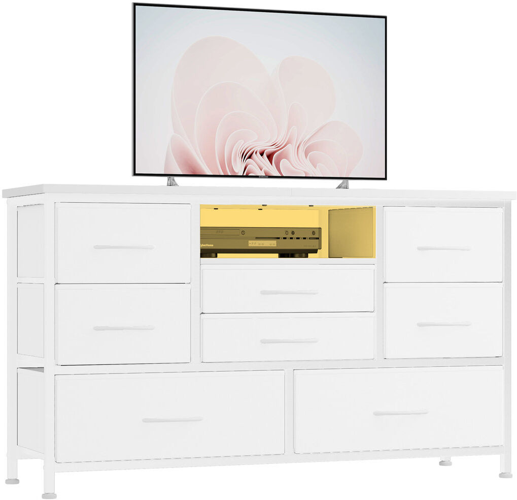 Borough Wharf TV Stand for TVs up to 50" White leather/MDF 50"