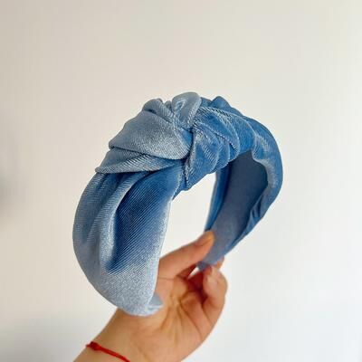 Modern Mode Marketplace Velvet Knot Wide Headband For Women Soft Velvet Headband Fashion Hair Accessory blue
