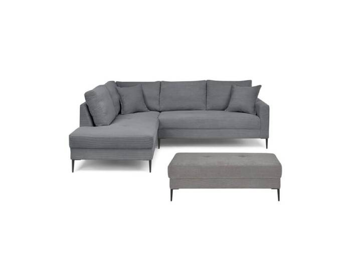 Trendstore Hilary Ecksofa mit Umbauecke in Cord – inkl. Hocker - Cord Zoom graphit - links Modern
