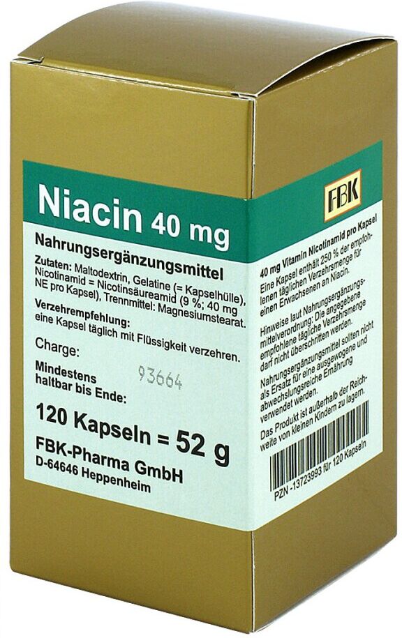 FBK-Pharma Niacin 40 mg pro Kapsel 120stk