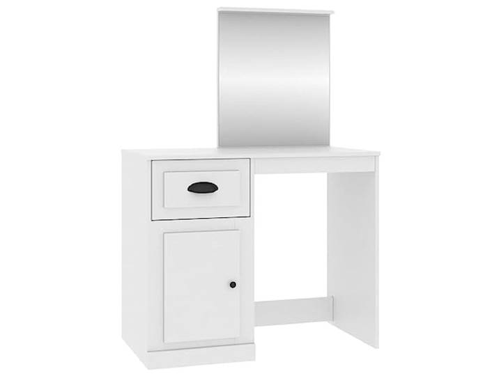 Xhnifbn Schminktisch mit Spiegel Weiß 90x50x132,5 cm Holzwerkstoff Asymmetrisches Design für das Schlafzimmer mit Acrylspiegel und großzügiger Ablagefläche für Ihre Kosmetika.