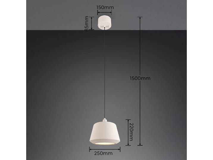 Reality Leuchten Hängeleuchte Mirea, dimmbar, creme / amber, für Wohn- / Esszimmer, Keramik, Mediterran