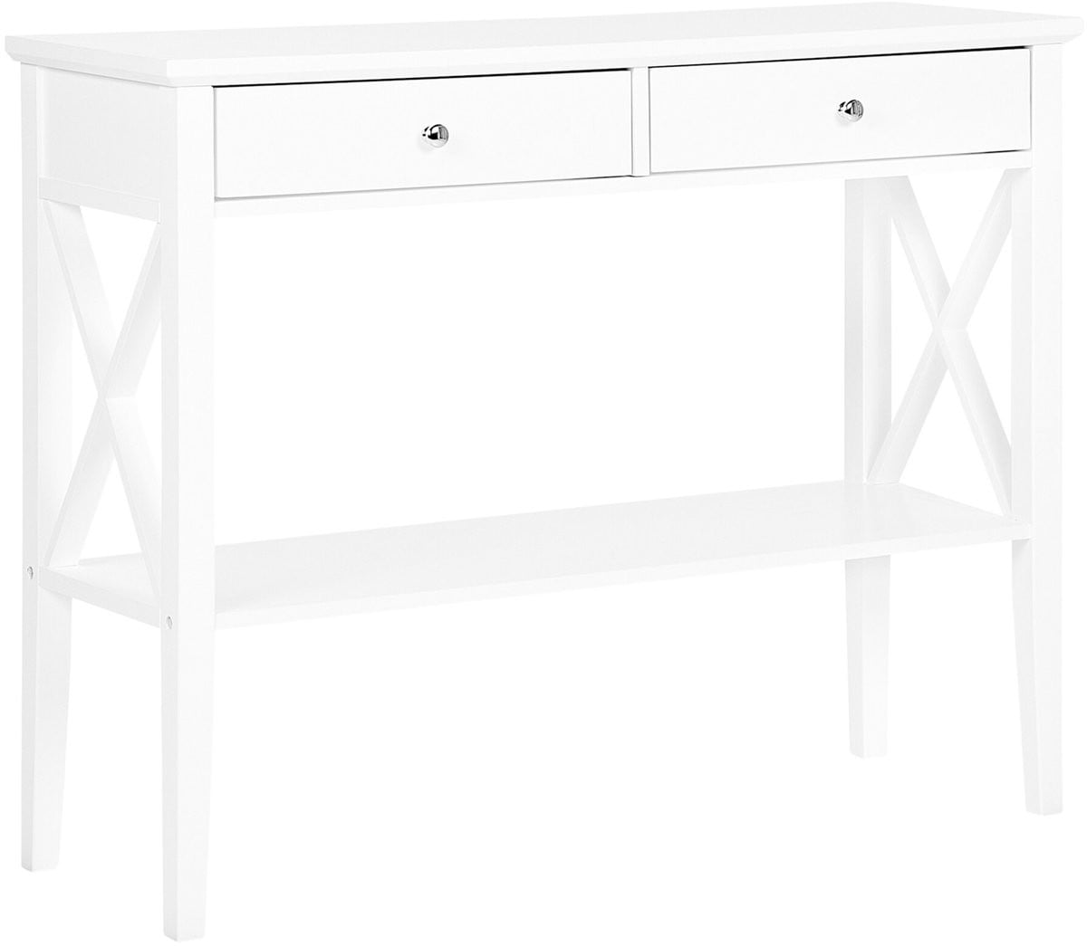 Beliani Consoletafel Avenue Wit met 2 Lades in Retro Landelijke Stijl