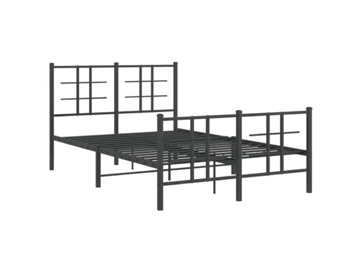 KTHLBRH Bettgestell aus Stahl mit Kopfteil, Schwarz, 120 x 190 cm Lattenrost inklusive Lattenrost, 26 cm Unterbett, robustes Metallgestell