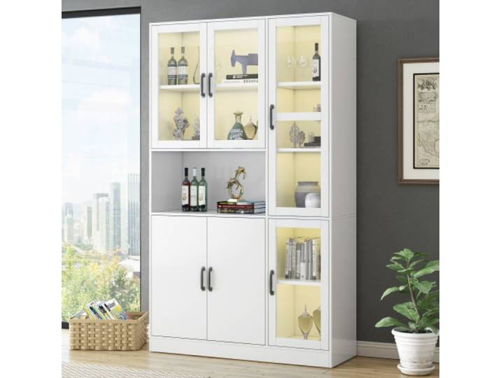 Vitrine armoire luxueuse Étagères à livres avec portes meuble de rangement et placard de stockage 200cm