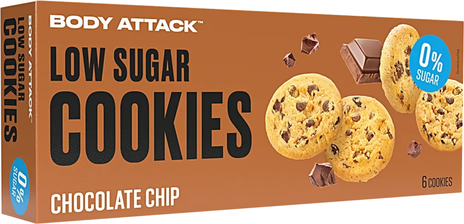 BODY ATTACK Low Sugar Cookies Chocolate Chip 6 Biscotti Da 19 Grammi 