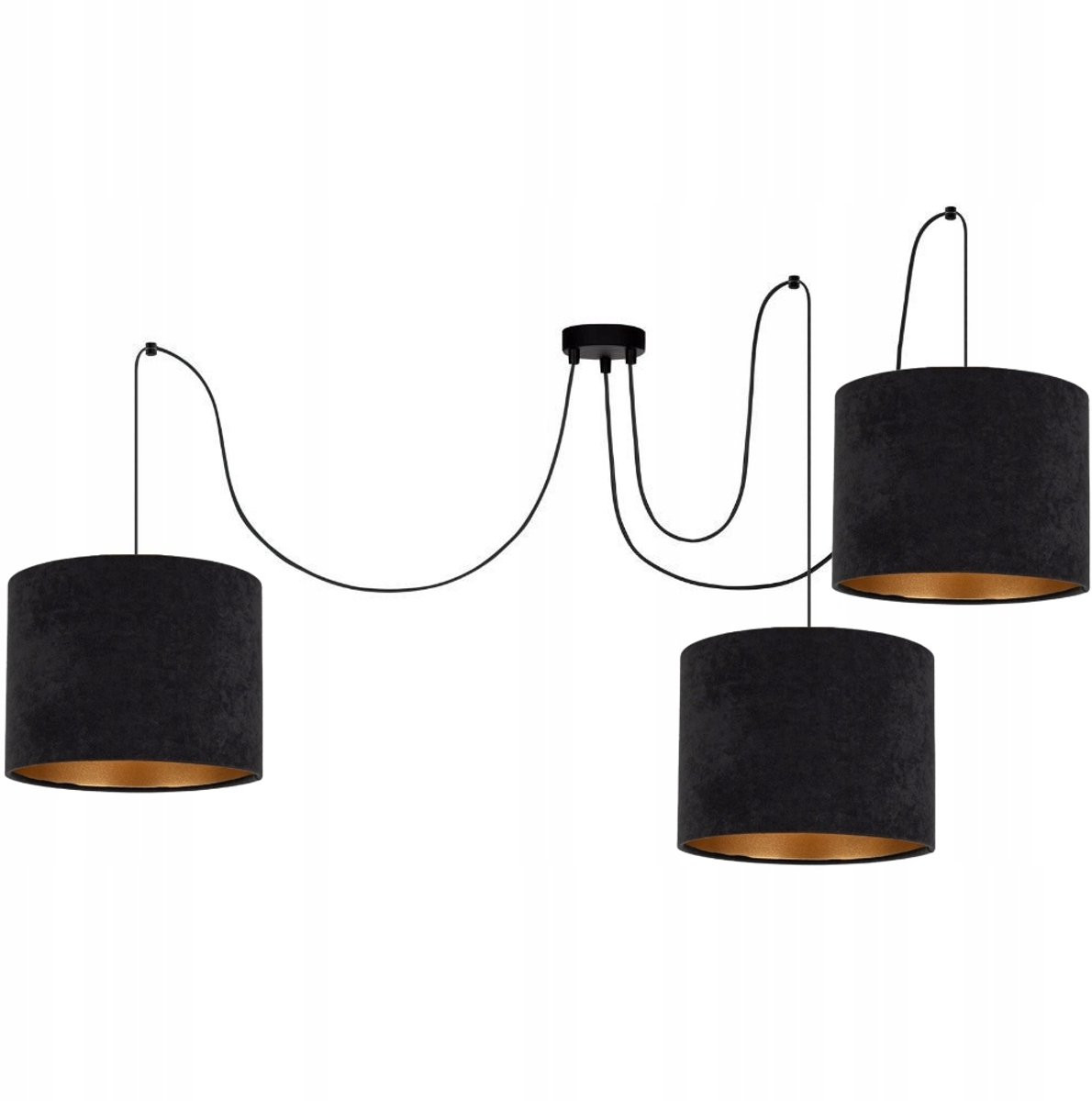 Spider Plafondlamp Moonlight met 3 Lampenkappen - Zwart Velours