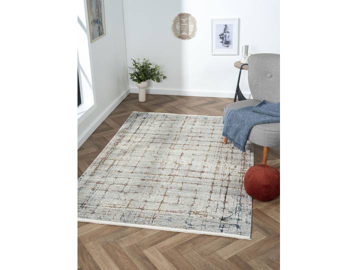 Teppich Esme 3 , orange (hellgrau, terra), B:140cm H:8mm L:200cm, Polyester, MYFLAIR MÖBEL & ACCESSOIRES, Teppiche, Teppich, Kurzflor, Vintage Look, besonders weich durch Microfaser