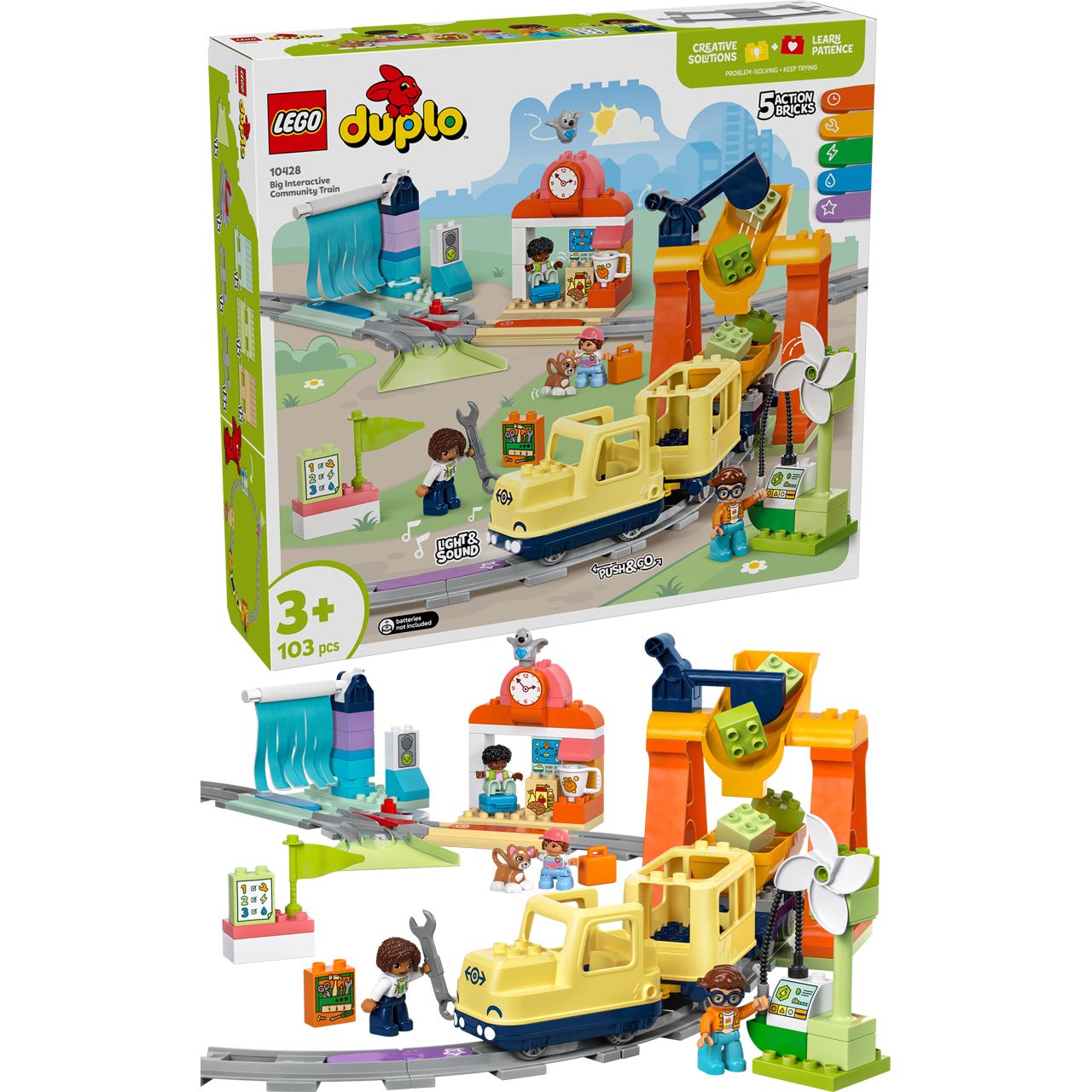 LEGO DUPLO 10428 Town Große interaktive Eisenbahn, Bauspielzeug