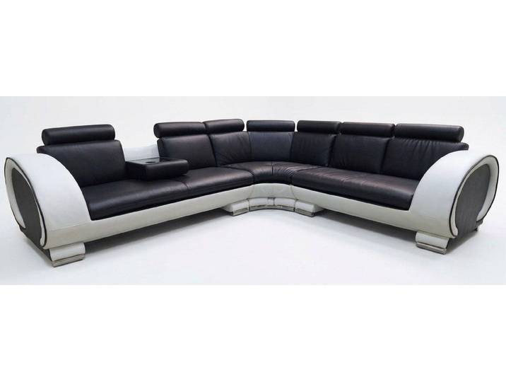 Xlmoebel Ecksofa Schwarz-weißes L-förmiges Ecksofa aus Leder im modernen Design, 1 Teile, Special features