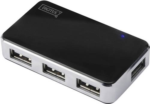 Digitus DA-70220 USB-Hub 4 Port USB-A USB 2.0 480 MBit/s Schwarz, Silber DA-70220
