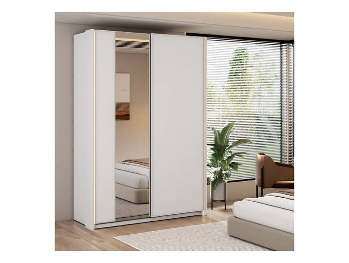 Compleo Schwebetürenschrank mit Spiegel, Möbelfarbe: Weiß, Breite: 120,LAVIAS Modern Stil