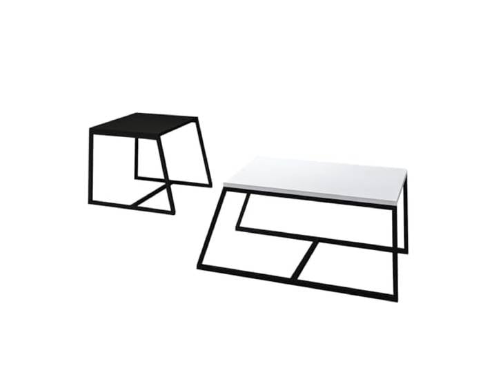 Hanah Home Modern Coffee Table Set (2 Pieces), White & Black, 80x50x38 & 57x55x45 cm 100% Melamine Coated, 18 mm Thick Stylish Industrial Design