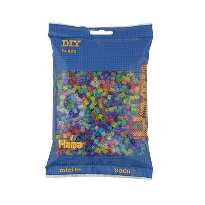 Hama® Bügelperlen Midi - Transparent Glitter 3000 Perlen.