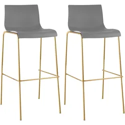 CLP 2er Set Barhocker Hoover Kunststoff 4-Fuß Gold   Farbe: grau