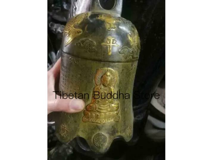 Statue de Dragon mouche du Temple bouddhiste en Bronze du Tibet, cloche de dynastie kwan-yin GuanYin