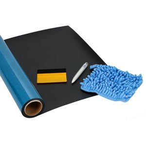 Böttcher-AG Tafelfolie selbstklebend und magnetisch, 45 x 300 cm, mit Kreide, Wischtuch & Rakel, schwarz