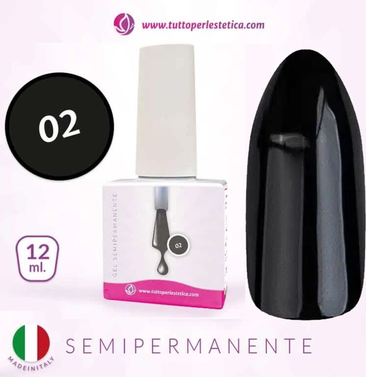 Tuttoperlestetica Semipermanente colore N 2 nero   12 ML Hema e TPO Free