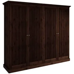 Kleiderschrank Massivholz Schlafzimmerschrank in Dunkelbraun mit Drehtüren