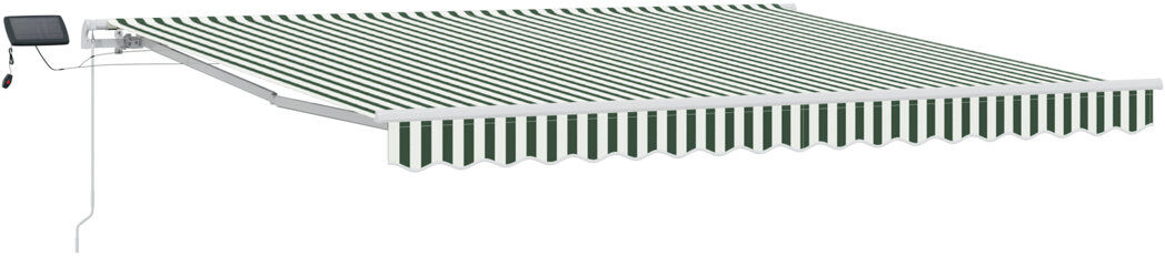 Brayden Studio Retractable Patio Awning Green/White Striped 400 cm W x 300 cm D