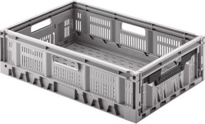 Klappbox, recycelbar & stapelbar, Traglast 20 kg, 600 x 400 x 170 mm, grau