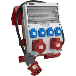 Mobiler Baustromverteiler auf Ständer SET-S/FI tragbar mit Steckdosen 16A 32A CEE MENNEKES 4x230V Stromverteiler für Baustellen Stromkasten mit Schutz Doktorvolt DV-0126-D