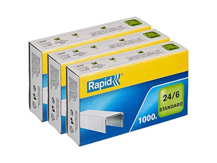 RAPID Nietjes standaard 24/6, verzinkt, 3 verpakkingen à 1000 stuks