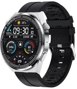 CaseAndConnect PG3 Pro Smart Watch With Bluetooth Calling Smartwatch NFC Health Fitness Tracker black Silver