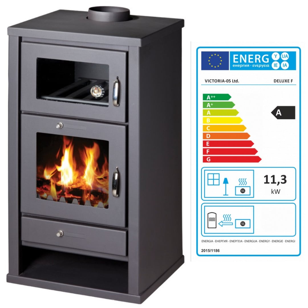 Victoria Deluxe F houtkachel met oven met 11,3 kW vermogen
