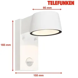 Telefunken, Gartenbeleuchtung, Aussenwandleuchte PIR, weiss, IP44, LED 7,5W (700 lm, IP44)