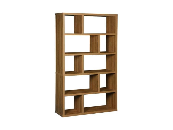 Sweeek Etagère bibliothèque décor bois asymétrique 5 niveaux 10 compartiments BASIKS Bois clair Effet Manguier