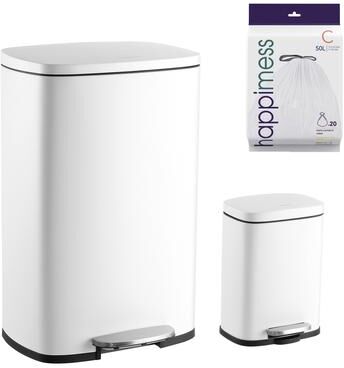 happimess 13-Gallon Trash Can with Soft-Close Lid and FREE Mini Trash Can