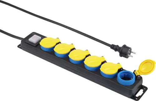 Renkforce 650D-CMB Steckdosenleiste mit Schalter 6fach Schwarz, Gelb, Blau Schutzkontakt 1St.